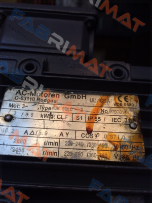 Type: JM 90LC 2, obsolete, replacement PDM-2-B3-3-100L-A-Z1UL (brand ATG) (check type of construction)  AC Motoren
