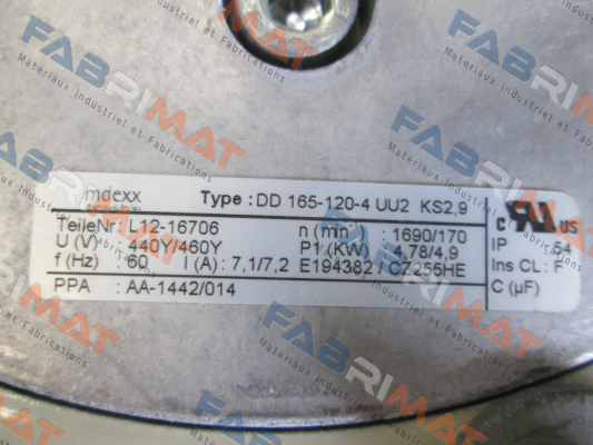Type: DD 165-120-4 UU2 KS2.9  Mdexx