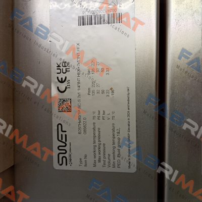 B25THx60/1P-SC-S 2X1 / PN: 13847-060 Swep