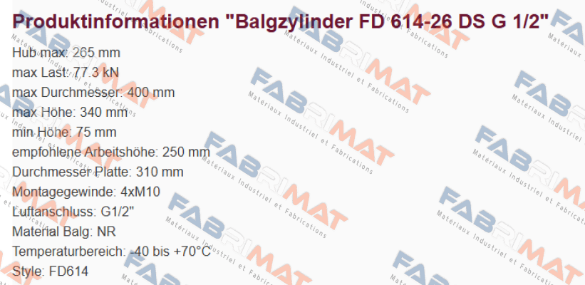 FD 614-26 DS G1/2 Contitech