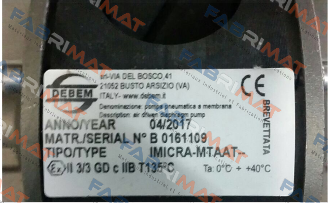 IMICRA-MTAAT / B 0161109 , identical pump is JP-800.30 Edelstahl (with brand Jessberger)  Debem