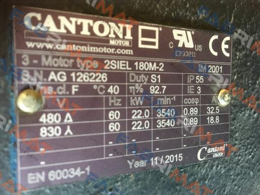 2SIEL 180M-2 22kW B3/B5 400/690V-50Hz IE2  Cantoni
