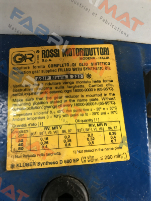 Gear For MR V 50U0 2A obsolete,replaced by MR V 50 UO3A - 80A 4 ... B5 / 70  Rossi