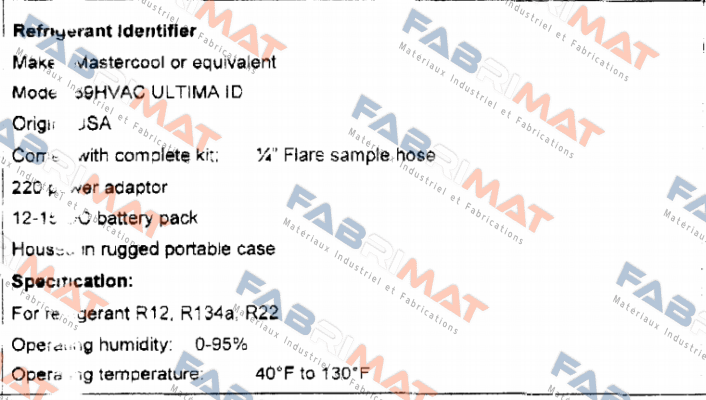 69HVAC-P Mastercool Inc