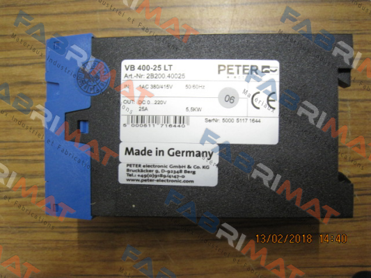 P/N: 29800.40025 Type: VB 400-25 UL, 15s  Peter Electronic