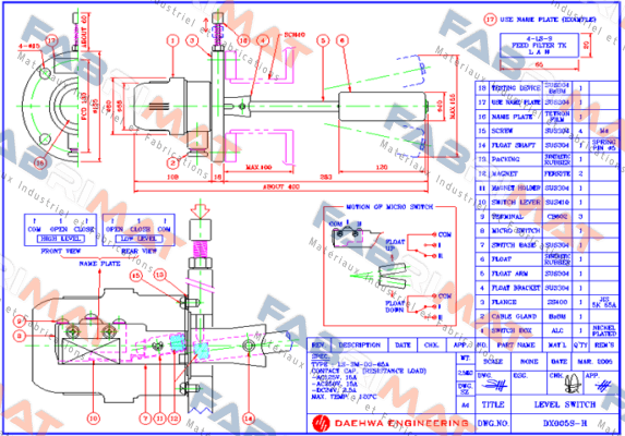 LS-SM-D3-65A (Dwg No. :  DX005S-H)  Daehwa