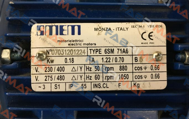 0.18KW 6P T230/400V HA71 B5 6SM71A6 Smen