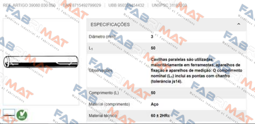 39080.030.050 (pack x100) Fabory