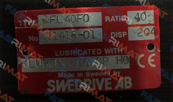 Type: FL 40 FO - 0 - 0 - 204 - R Swedrive