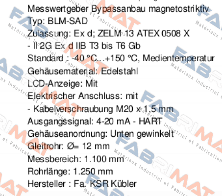 FFG -BP.20H3OD-DTK48-1100 (10158833) Ksr Kuebler