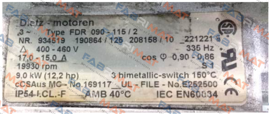 Turbine ventilation for motor FDR 090/115/2   Dietz-Motoren