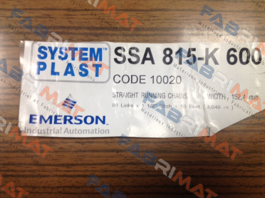 SSA815-K600 System Plast