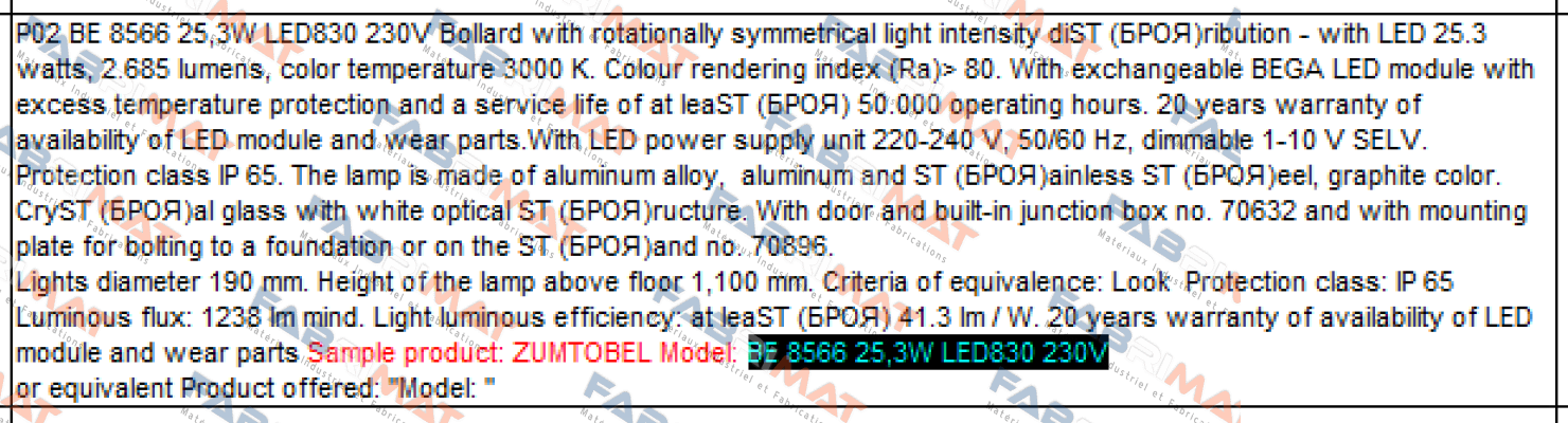 BE 8566 25,3W LED830 230V  Zumtobel