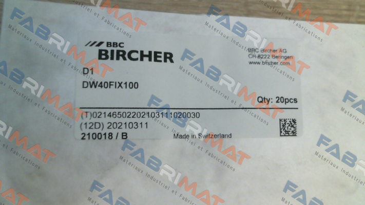210018 / DW40FIX100 Bircher