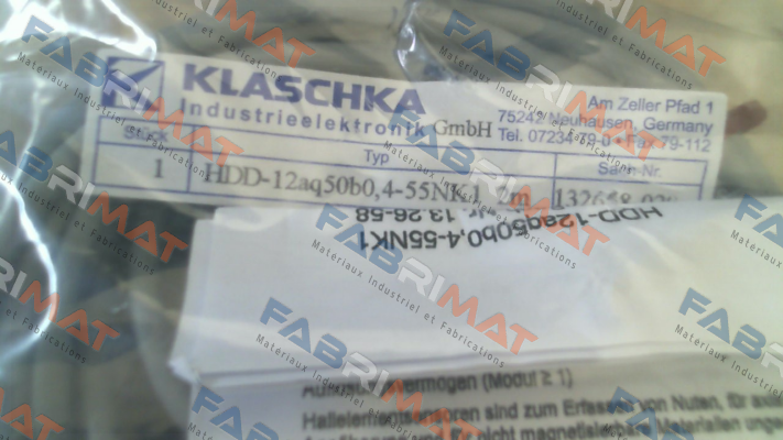 132658-020 / HDD-12aq50b0B0,4-55NK1 2m Klaschka