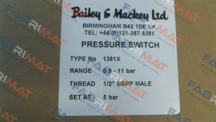 Type 1381X (04 86596 025) Bailey & Mackey