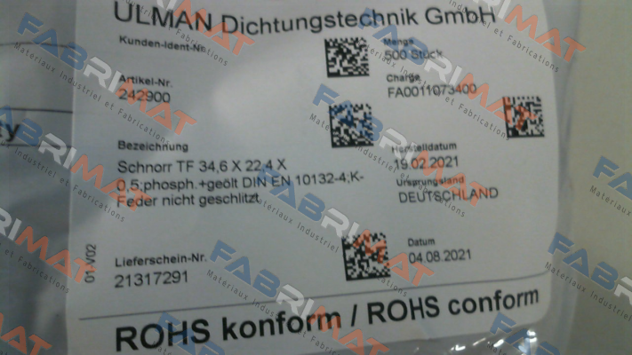 Schnorr TF 34,6 X 22,4 X 0,5 Schnorr