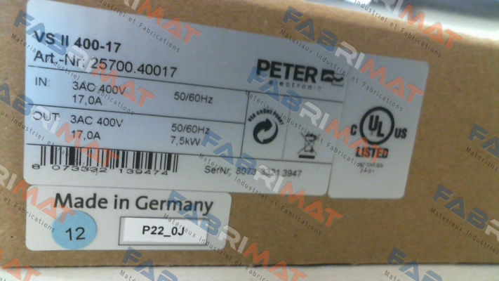 25700.40017 \ VS II 400-17 Peter Electronic