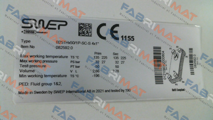 13845-050 (B25THx50/1P-SC-S 4x1"(45) Swep