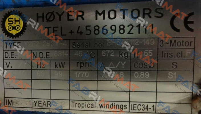 Y2E2 280M-4 Serial No:sh545112-149 Hoyer Motors