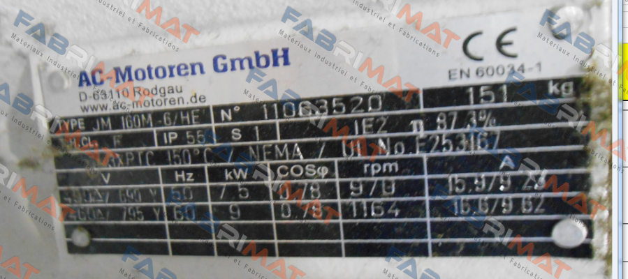 11063520 - alternatives are types FCM 160 M-6/HE or FCM 160 M-6/PHE  AC Motoren