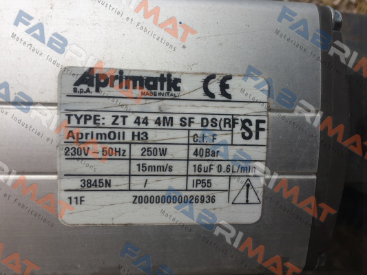 P/N: 41009/009 Type: ZT 44 4M SF DS (RF) Aprimatic