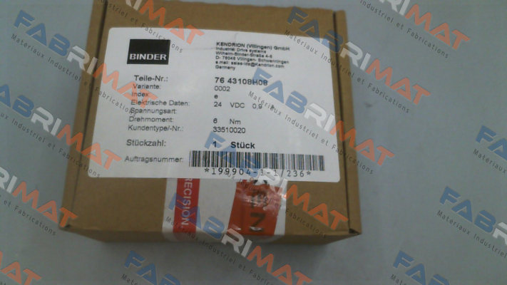 76 43108H08-0002 Binder