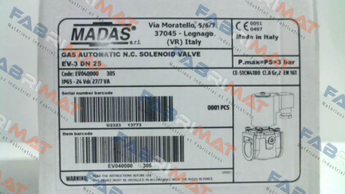 EV-3, DN25 / EV040000 305 Madas