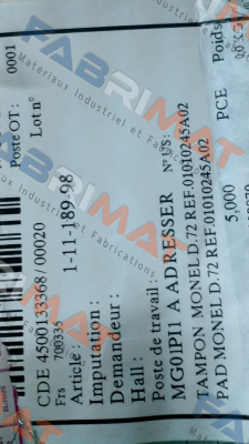 CDE 4500133368/20 ARTICLE:1-11-189-98 FOR  M 400 L   MATTEI