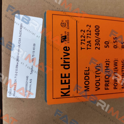 T2A 712-2 0.55kw 2800 o/min UL/CSA 3x230/400V 50HZ IP55 B5 PTO Kleedrive